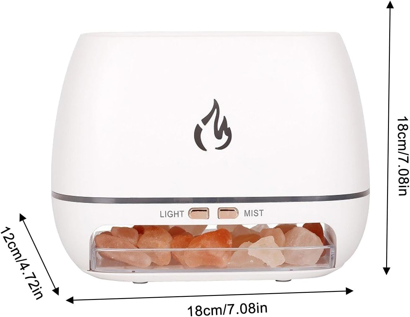 Ultrasonic Oil Diffuser | Salt Rock Scent Diffuser | Aromatherapy Diffuser Cool Mist Humidifier | 3 In-1 Simulated Flame Diffuser Salt Lamp | 7 Color Change Ultrasonic Aromatherapy Diffuser for Oils