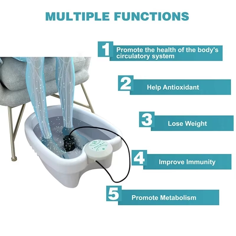 Electric Foot Detox Hydrotherapy Machine Ion Cleaning Foot Bath Massage Vibrat Care Array Relieve Stress Muscle Healthy Massager