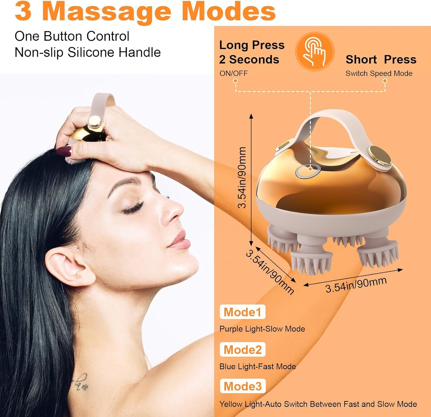 Electric Scalp Massager - IPX7 Waterproof, 96 Kneading Nodes, Hair Growth, Body & Head Massage Relaxation